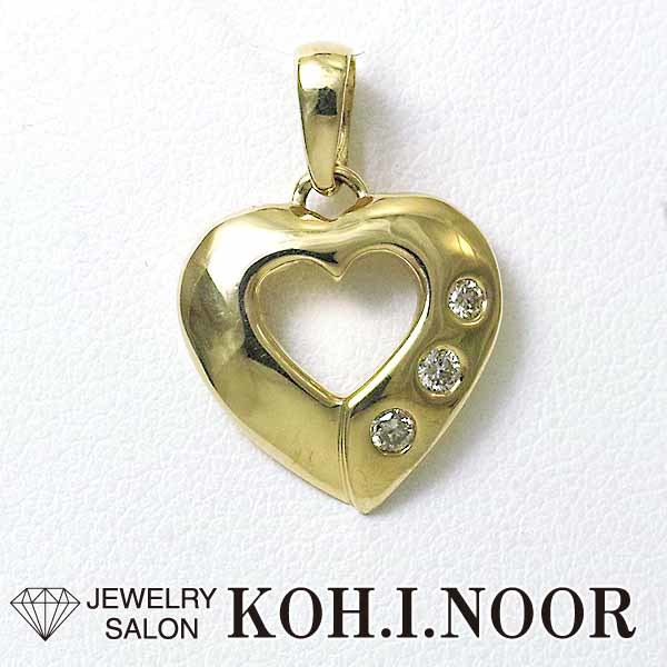 通販生活 ファッション ダイヤモンド 0.07ct ハート トップ ペンダント K18YG 18金イエローゴールド ダイヤモンド