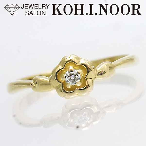  Mikimoto бриллиант 18 золотой желтое золото K18YG кольцо 9 номер цветок цветок MIKIMOTO