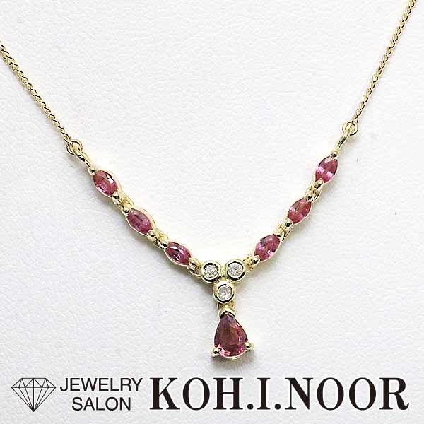 品数豊富! サファイア 0.73ct Y字 ネックレス K18YG 18金イエローゴールド 0.05ct ダイヤモンド サファイア
