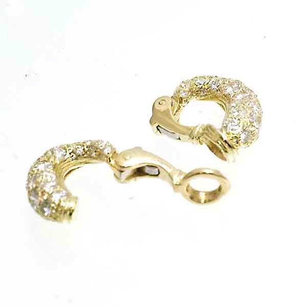  diamond 2.40ct 18 gold yellow gold K18YG earrings spring type clip type 