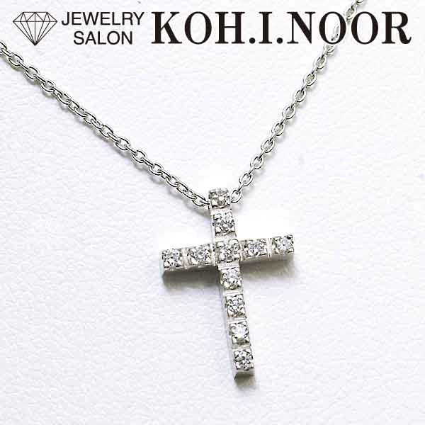【楽ギフ_のし宛書】 クロス ネックレス ペンダント K18WG 18金ホワイトゴールド 0.11ct ダイヤモンド スタージュエリー 十字架 Jewelry Star ネックレス、ペンダント、チョーカー
