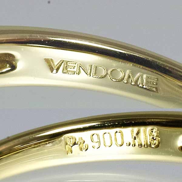  Vendome diamond 18 gold yellow gold K18YG platinum PT900 ring 8 number VENDOME flower flower 