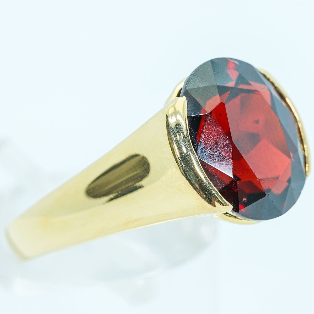 ★1円スタ!濃色！鑑定付【6.97ct】K18YG 6.5g ♯13 イエローゴールド 大粒天然ロードライトガーネットリング RhodoliteGarnet Ring 指輪_画像1