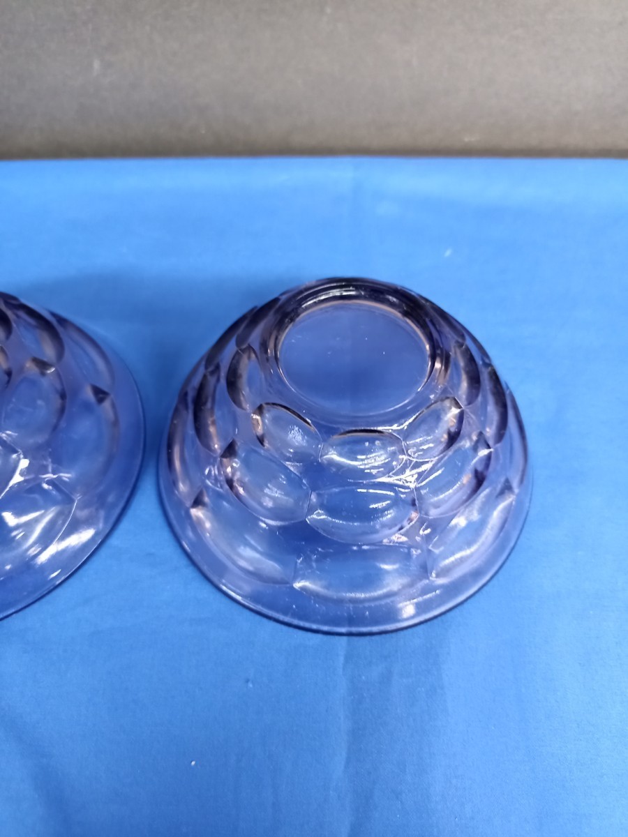 昭和レト紫 ガラス 小鉢 2個 パープル雑貨 食器_画像6