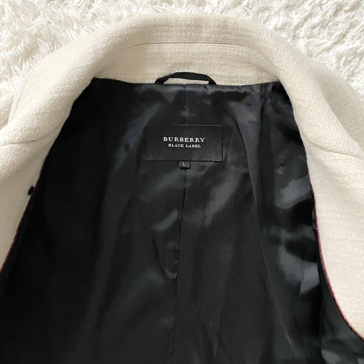 極美品/Lサイズ●バーバリーブラックレーベル ピーコート ジャケット BURBERRY BLACK LABEL シャドウ ノバチェック メルトン ラムウール_画像7