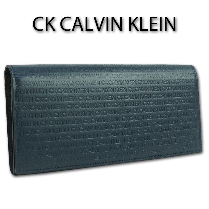 CKカルバンクライン CK CALVIN KLEIN 牛革 長財布 リピート メンズ ネイビー 紺 新品 正規品