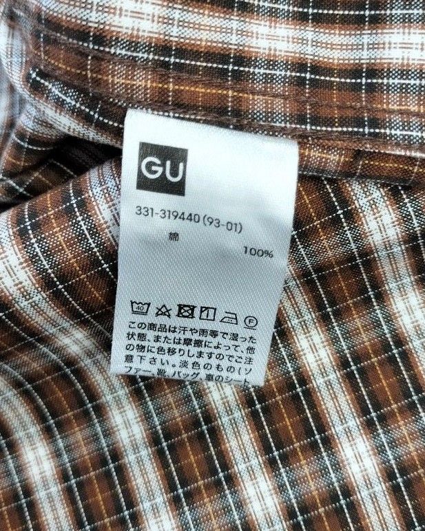 GU  チェックシャツ　Sサイズ　長袖　