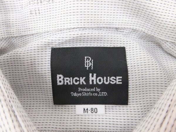 BRICK HOUSE ブリックハウス メンズ ステッチ風 ストライプ長袖シャツ M-80 黒白_画像2