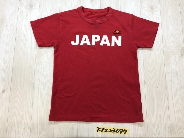 ellesse エレッセ レディース JAPANプリント ロゴワッペン 鹿の子 半袖Tシャツ 赤_画像1