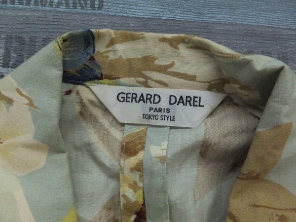 GERARD DAREL ジェラールダレル レディース 肩パッド付き トロピカル ジャケット 7 水色ベージュ_画像2