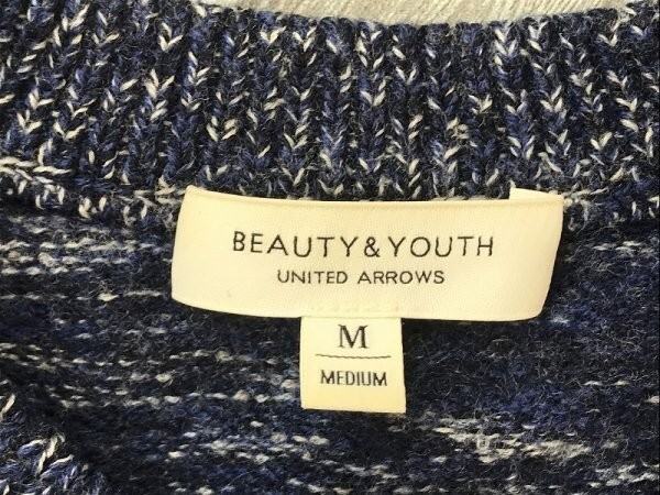 BEAUTY&YOUTH UNITED ARROWS ユナイテッドアローズ レディース カラーミックスニットセーター M 青黒白_画像2