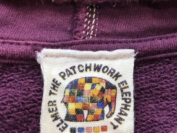 ELMER THE PATCHWORK ELEPHANT ぞうのエルマー レディース スリットネック パーカー フーディー M 紫_画像2