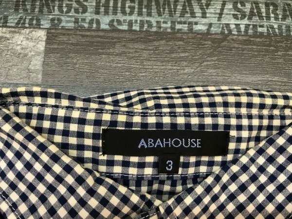 ABAHOUSE アバハウス メンズ ギンガムチェックシャツ レイヤード カレッジトレーナー 3 紺_画像2