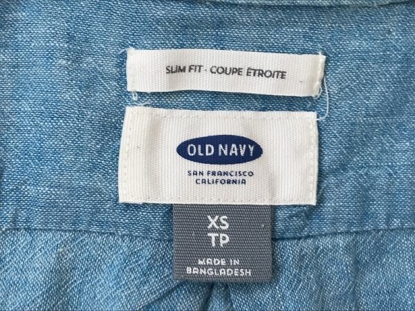 OLD NAVY オールドネイビー メンズ 胸ポケット付き カラー長袖シャツ 小さいサイズ XS 水色_画像2