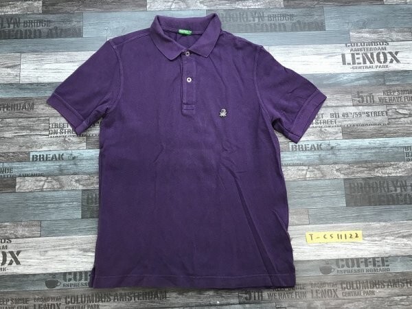 UNITED COLORS OF BENETTON Benetton men's badge attaching polo-shirt with short sleeves S purple 