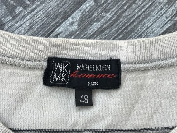 MICHEL KLEIN HOMME ミッシェルクラン メンズ ボーダー タンクトップ 48 グレー黒白_画像2