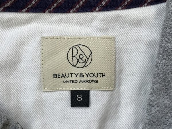 BEAUTY&YOUTH UNITED ARROWS ユナイテッドアローズ メンズ ボタンダウン 半袖ポロシャツ S 杢グレーの画像2