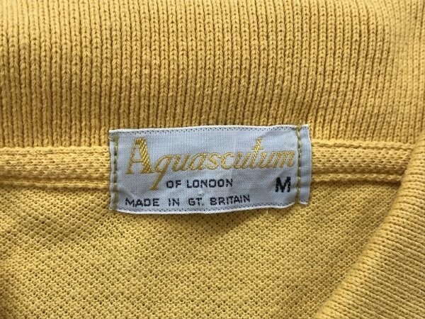 Aquascutum アクアスキュータム レディース ロゴ刺繍 半袖ポロシャツ M 黄色_画像2