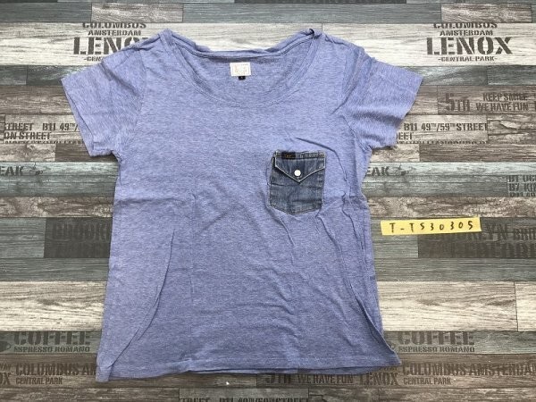 LEE Lee lady's Denim with pocket short sleeves T-shirt S. blue 