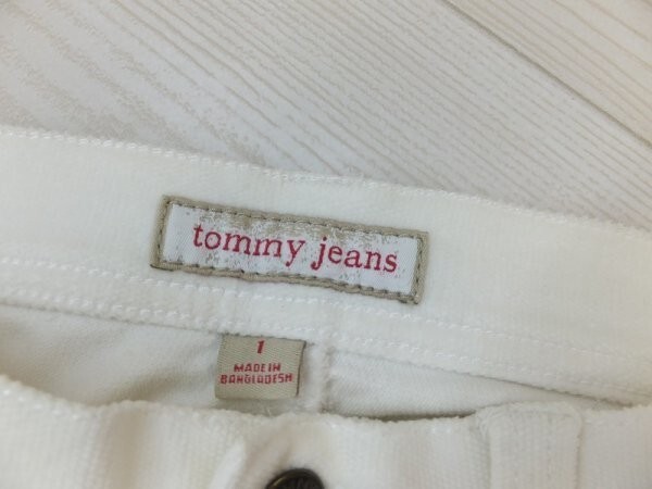 TOMMY JEANS トミージーンズ レディース 裾ボタン 起毛スリムパンツ 1 白_画像2