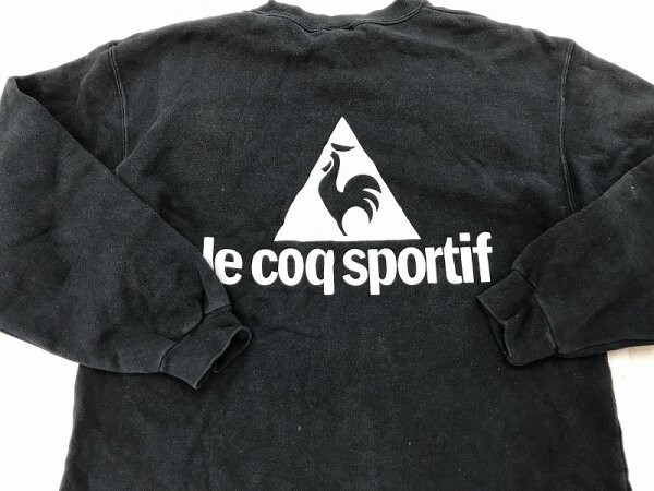 le coq sportif ルコック キッズ 綿 ロゴ刺繍 スウェット プルオーバー カットソー トレーナー 150 黒_画像3