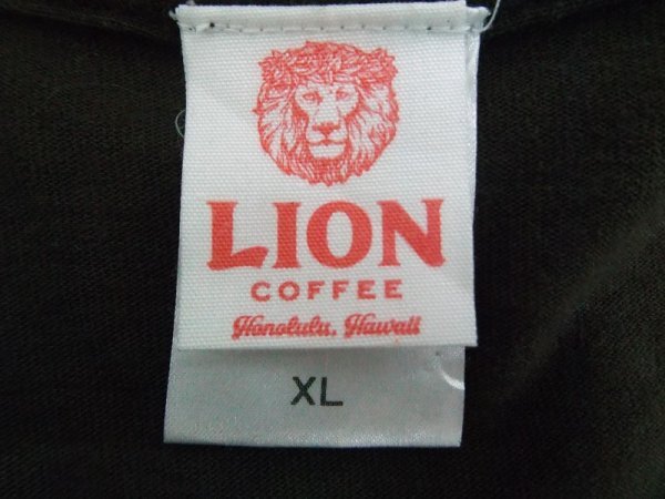 LION COFFEE メンズ プリント ロンT 長袖Tシャツ 大きいサイズ XL 茶_画像2