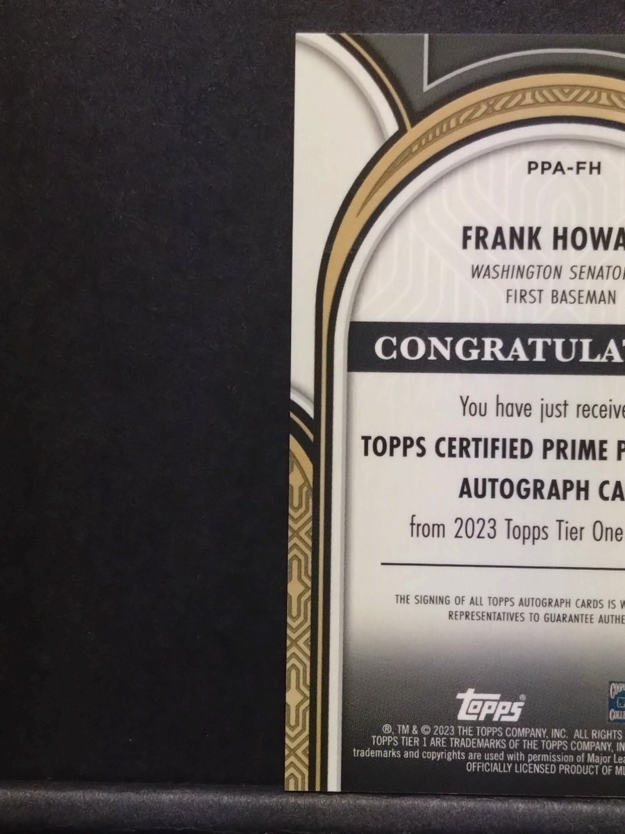 2023 TOPPS TIER ONE FRANK HOWARD 故人 AUTO 直書きサイン 249枚限定 185/249 #PPA-FH フランク ハワード 故人 サイン 元ライオンズ_画像6