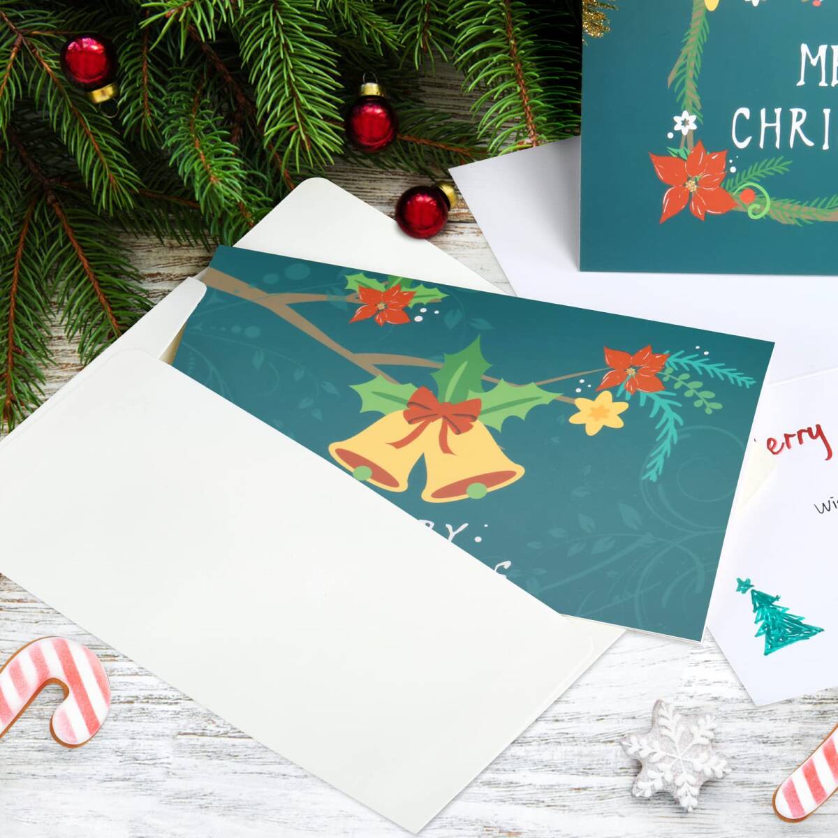 【新着商品】メッセージカード クリスマスカード 24枚 封筒付き オシャレ グリーティングカード ポストカード ギフトカード Ke_画像4