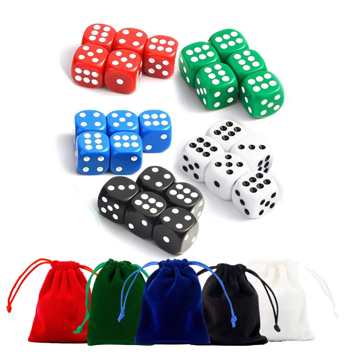 【新着商品】DFsucces サイコロ ダイス 六面 25個 カードゲーム ボードゲーム 5色 （レッド、ブルー、グリーン、白、ブ_画像1