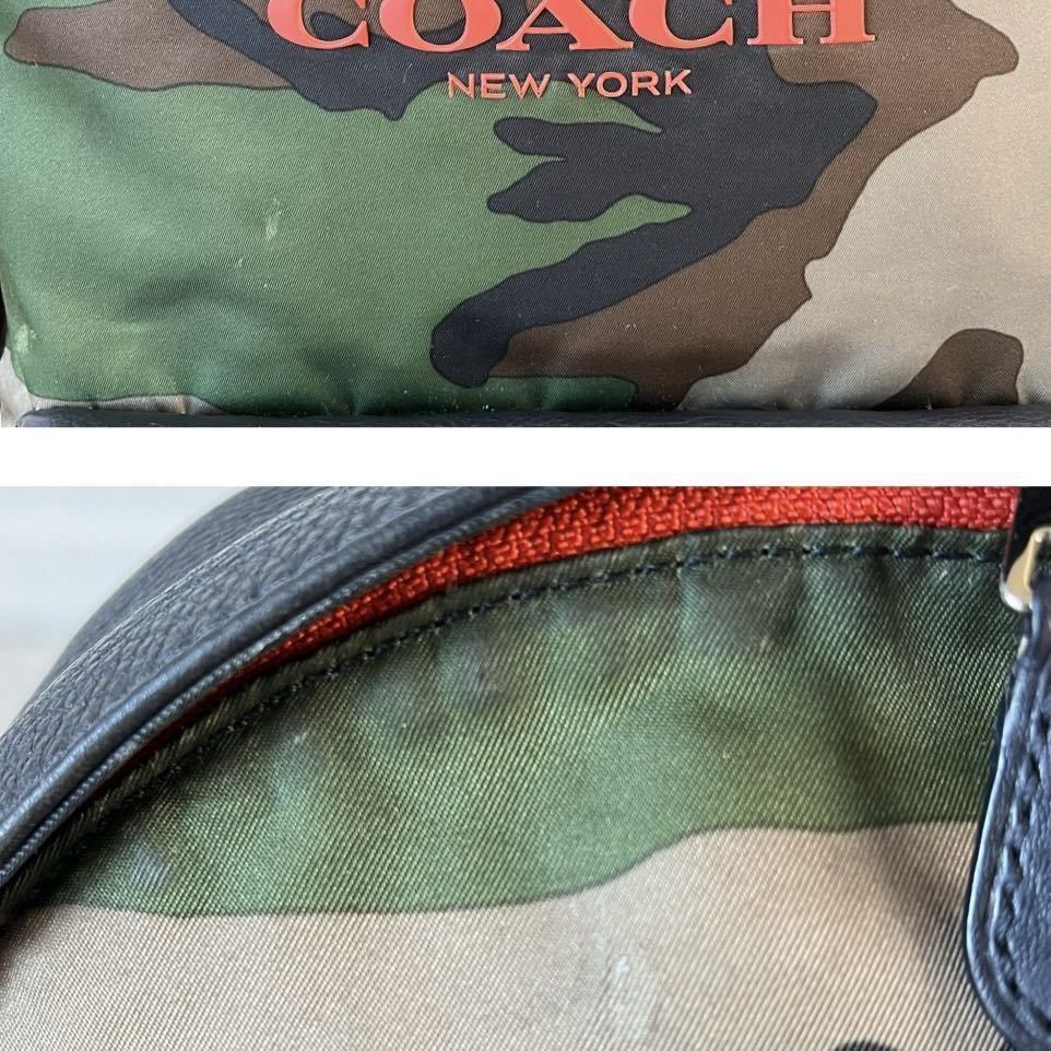 1円〜COACH リュック バックパック チャールズ カモフラ 迷彩 レザー シボレザー コーチ メンズ 本革_画像9