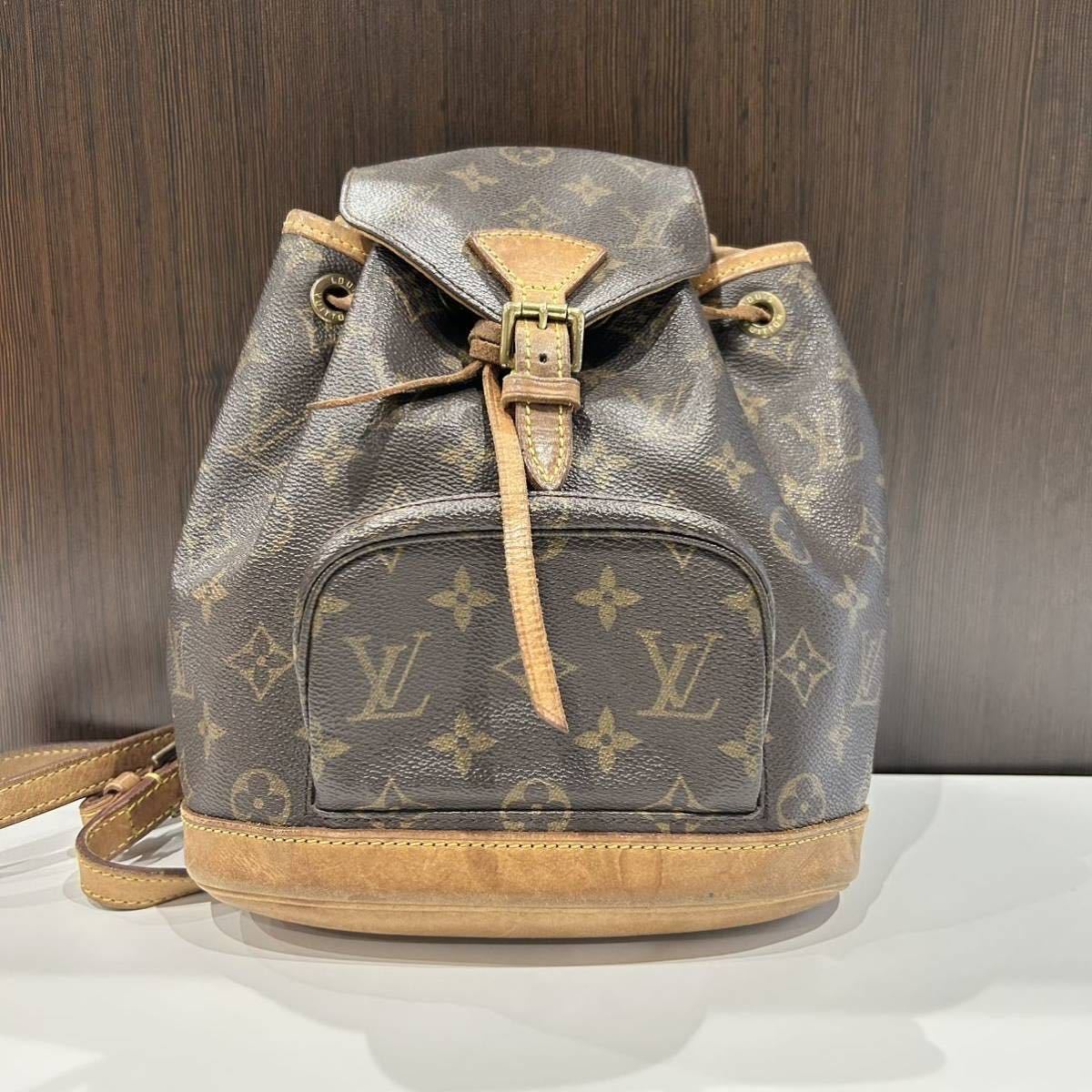 LOUIS VUITTON ルイヴィトン モノグラム モンスリ バックパック リュックサック カバン ブラウン_画像1