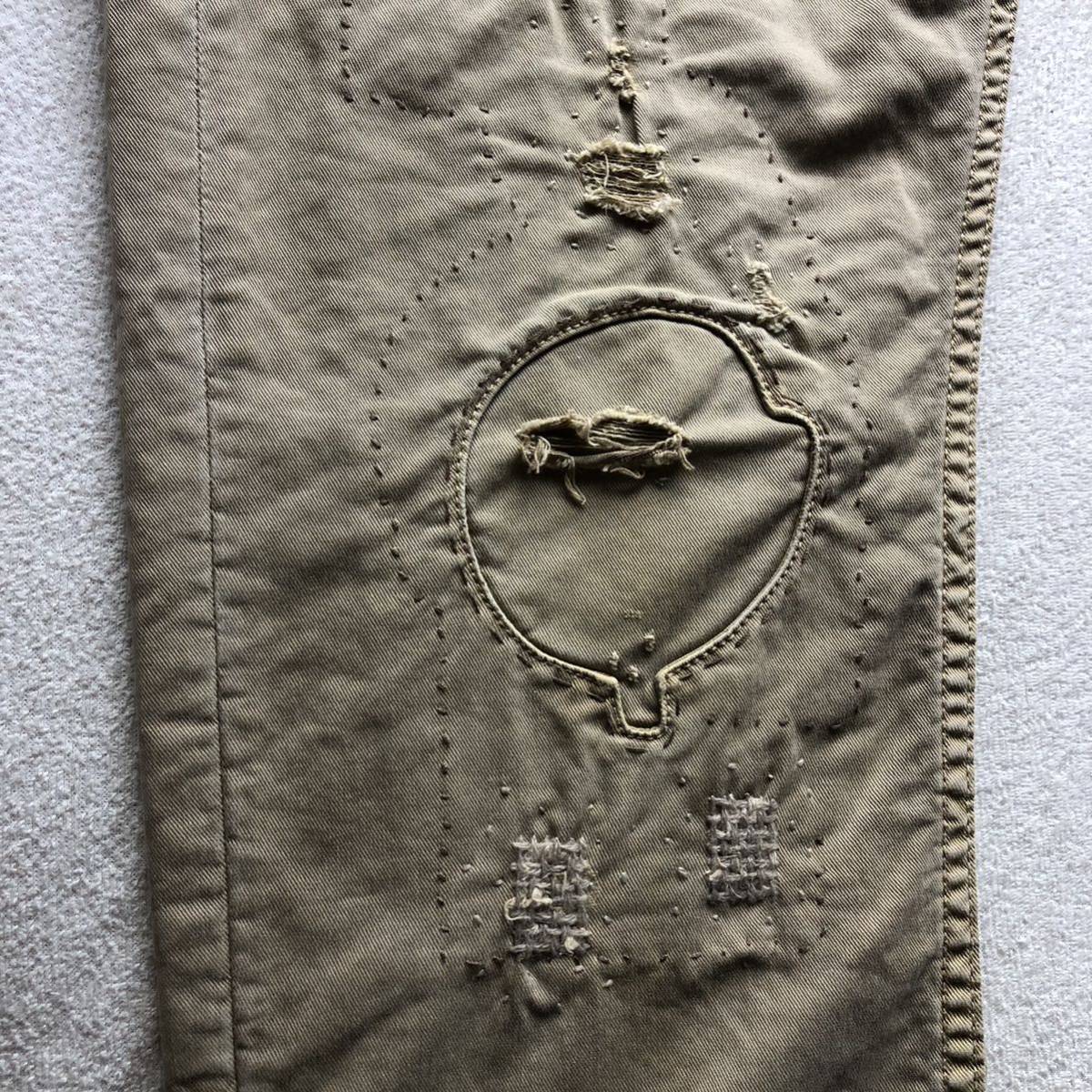 DENHAM TOKYO CHINO DROP CARROT FIT - LHCR LIGHT KHAKI デンハム　クラッシュ　リペア　チノパン チノパンツ 定価35000円　w33 _画像6