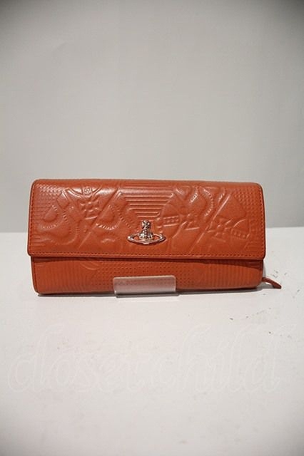 【USED】Vivienne Westwood スクイグル型押シ長財布 ヴィヴィアンウエストウッド オレンジ 【中古】 I-24-02-09-046-gd-HD-ZI