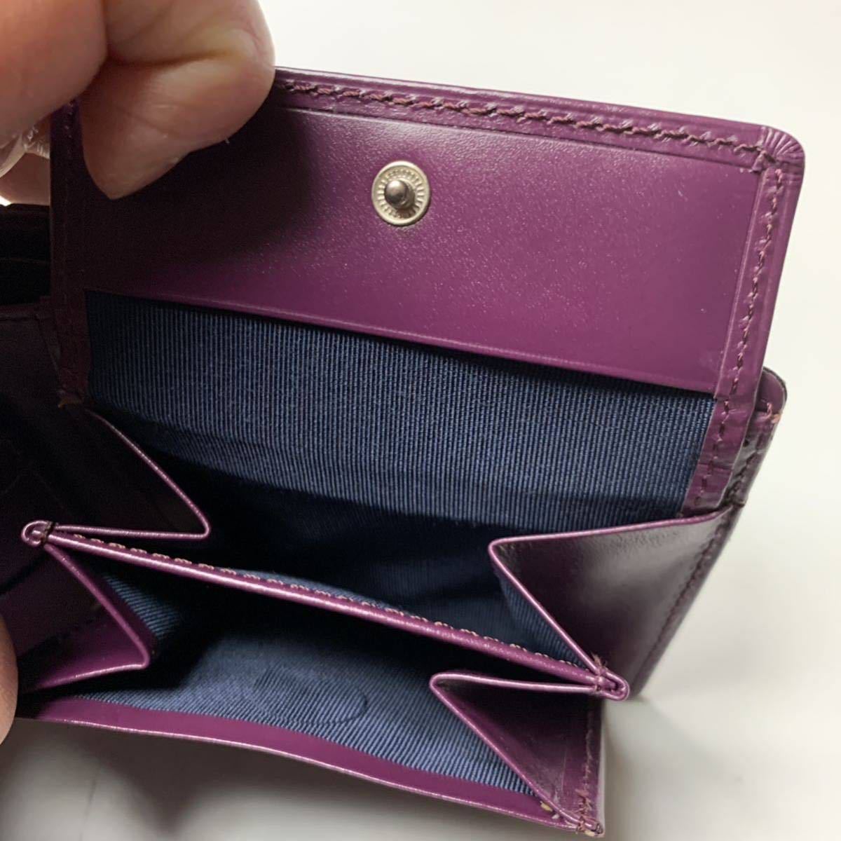未使用保管品オロビアンコ メンズ二つ折り財布クロコ型押しブラック×パープル黒紫 カードケース多し 小銭入れ付き コインケース付き_画像7