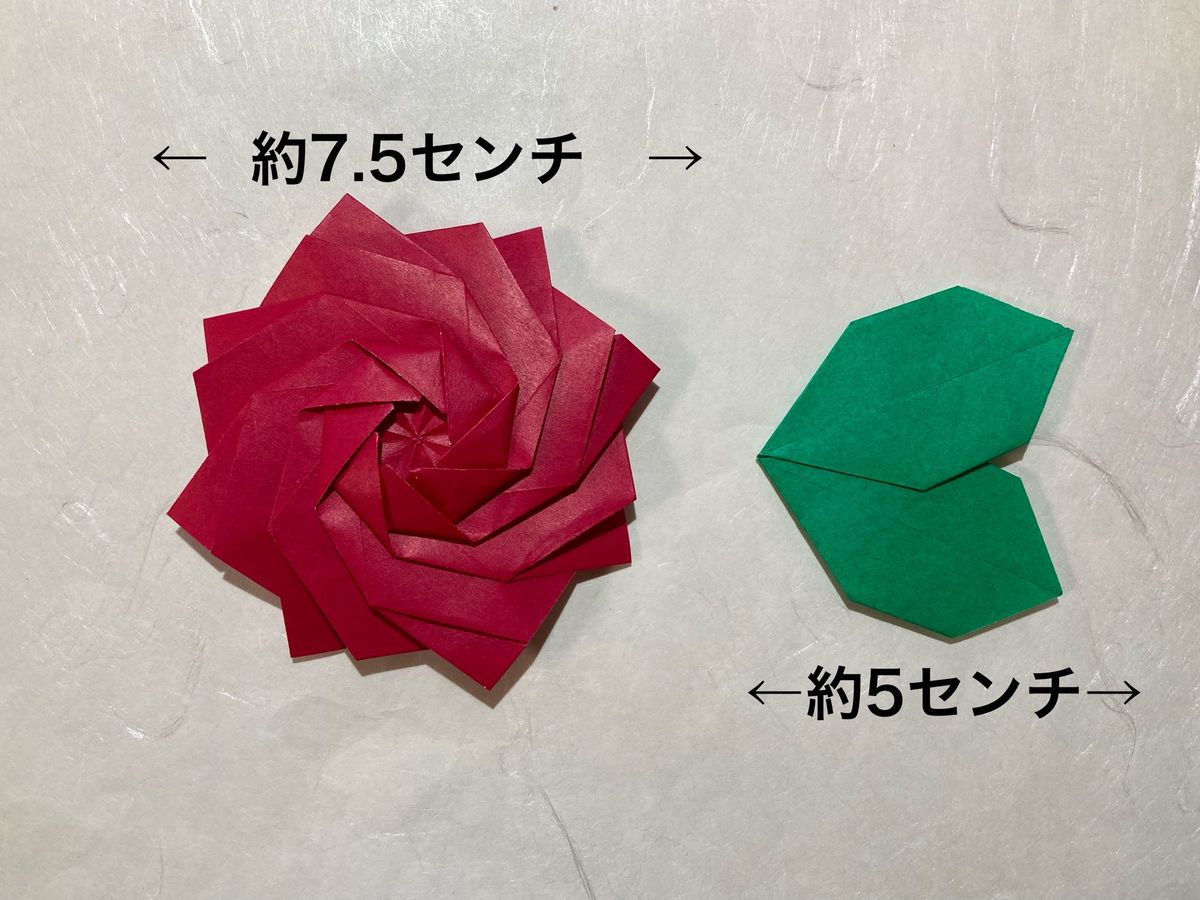 【折り紙　ハンドメイド】  バラと葉っぱ　20セット　壁面飾り 赤系　ピンク系　メダル