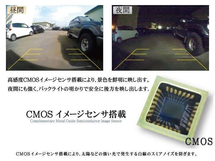 外突法規基準対応 AVIC-RZ03対応 CMOS 車載用 バックカメラ 黒 後付け取り付け 正像鏡像切替 ガイドライン有無【保証12】_ガイドライン有無設定機能付