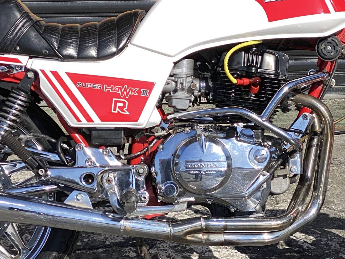 ホンダ スーパーホーク3 CB1100Rカラー 昭和58年 クロームメッキ クロス集合管 裏コム エンジンガード CB400N CB400T　現状販売_画像4