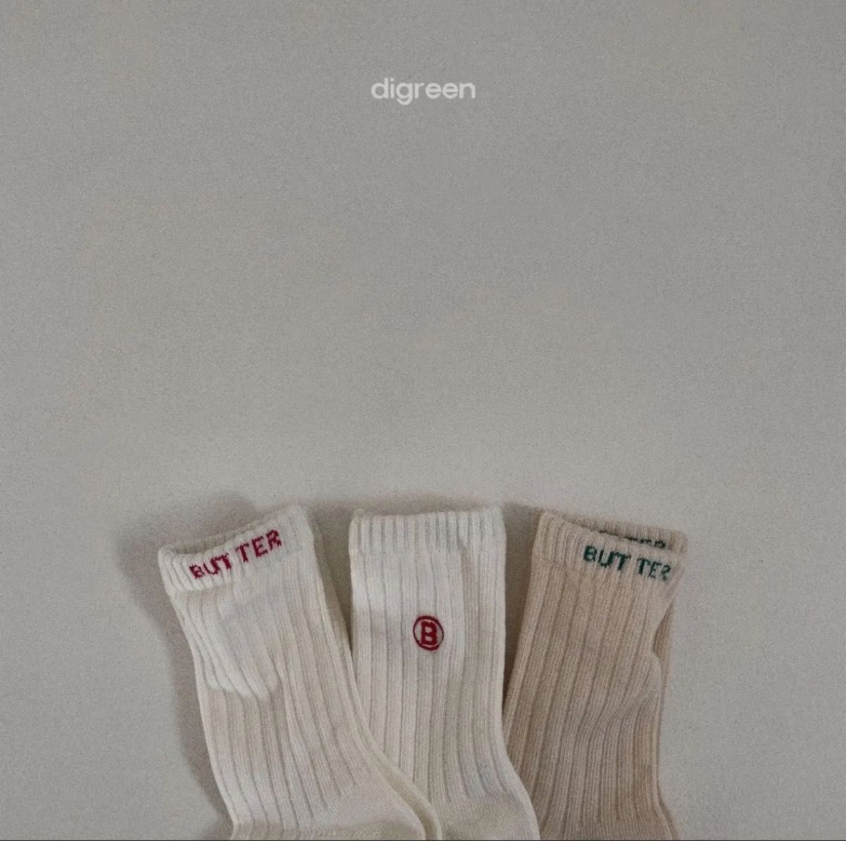 〔M 12.5-14.5cm〕digreen / butter socks