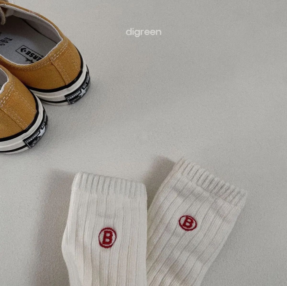 〔M 12.5-14.5cm〕digreen / butter socks