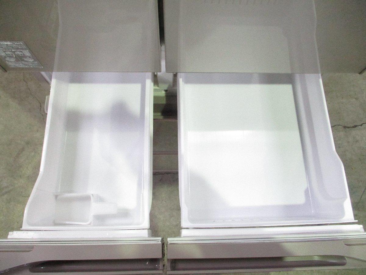 ◎HITACHI 日立 6ドア ノンフロン冷凍冷蔵庫 602L フレンチドア 真空チルド うるおい低温冷蔵 R-HW60J(XN) 2018年製 直接引取OK w2223