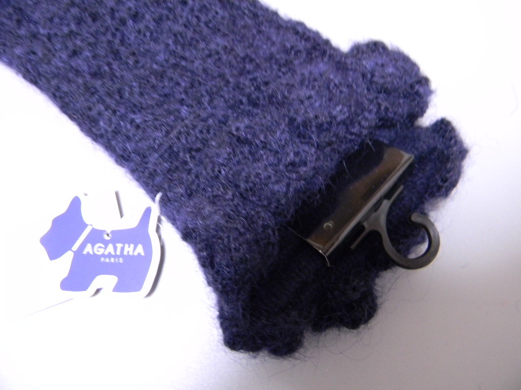 AGATHA ◆ 濃紺 ニット手袋 ウール アンゴラ ネイビー