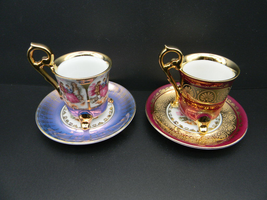 ** large . ceramics OHASHI CHINA ** small cup & saucer gold paint 2 customer set 