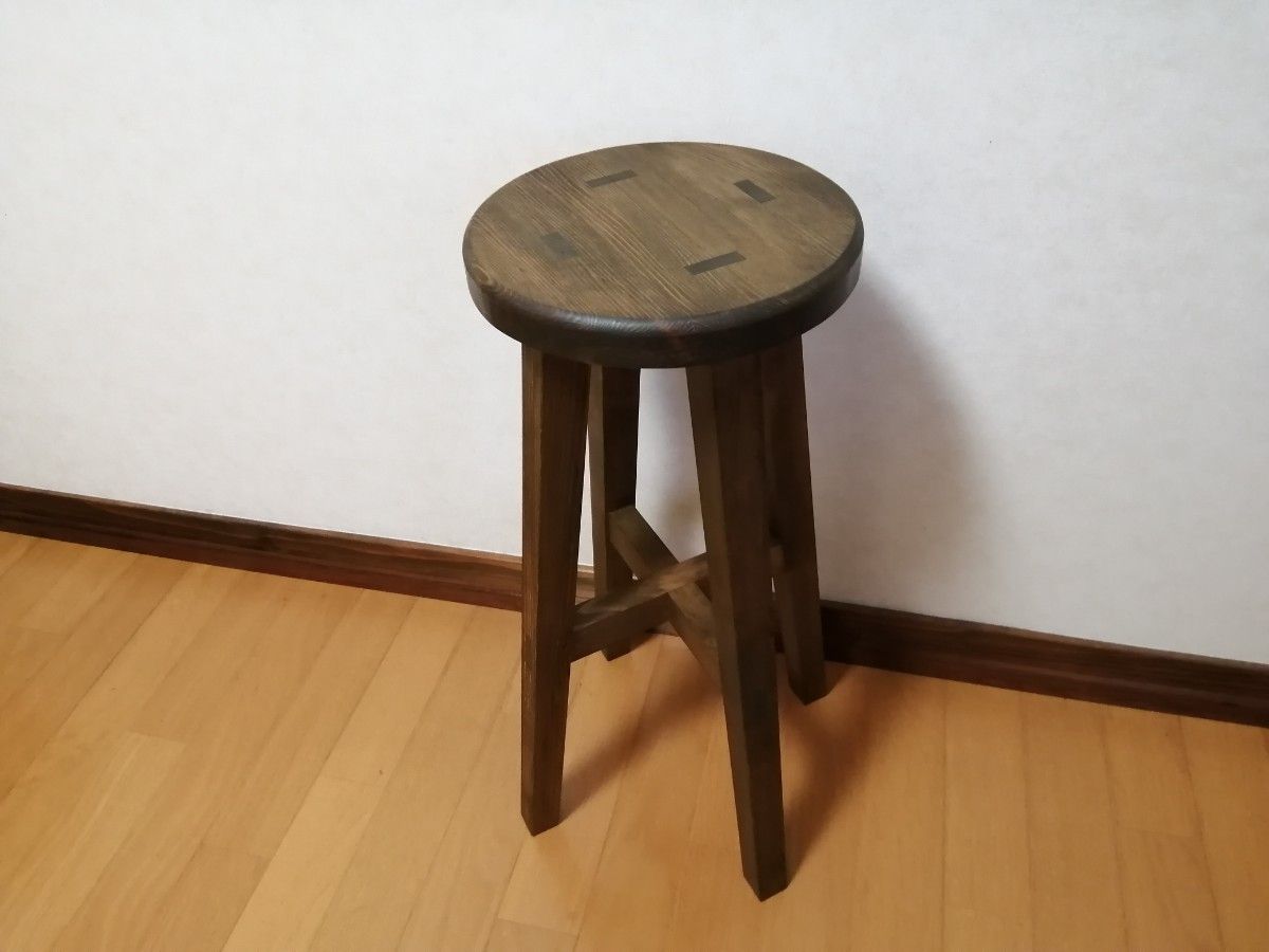 【ほぞ組】木製スツール　高さ43cm　丸椅子　stool 
