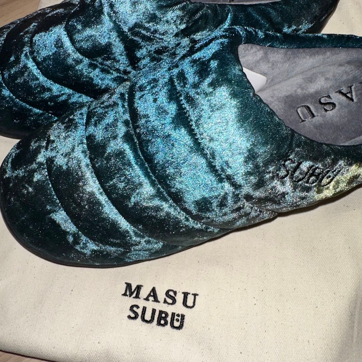 サイズ1 SUBU × MASU VELVET SANDAL EMERALD スブ