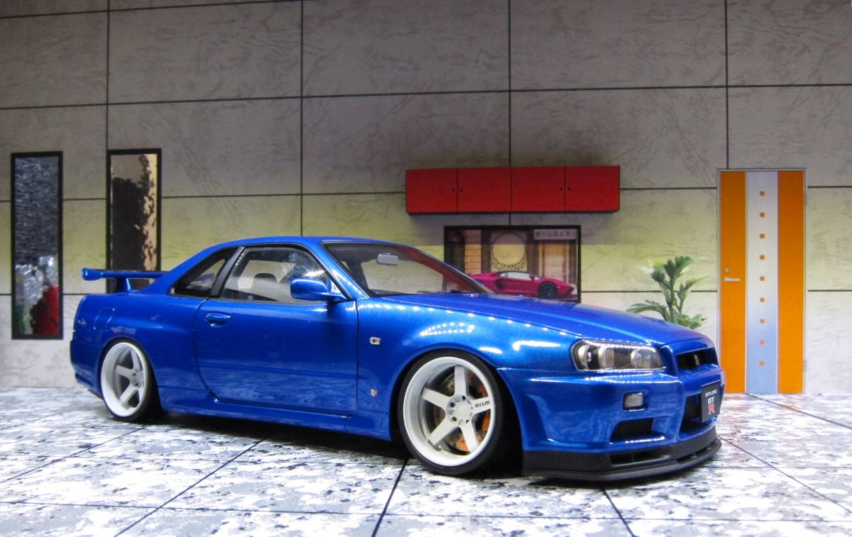 Aa 1/18 R34 GT-R V-specⅡベイサイドブルー カスタム nismo LMGT4 BNR34 GTR ニスモ_画像3