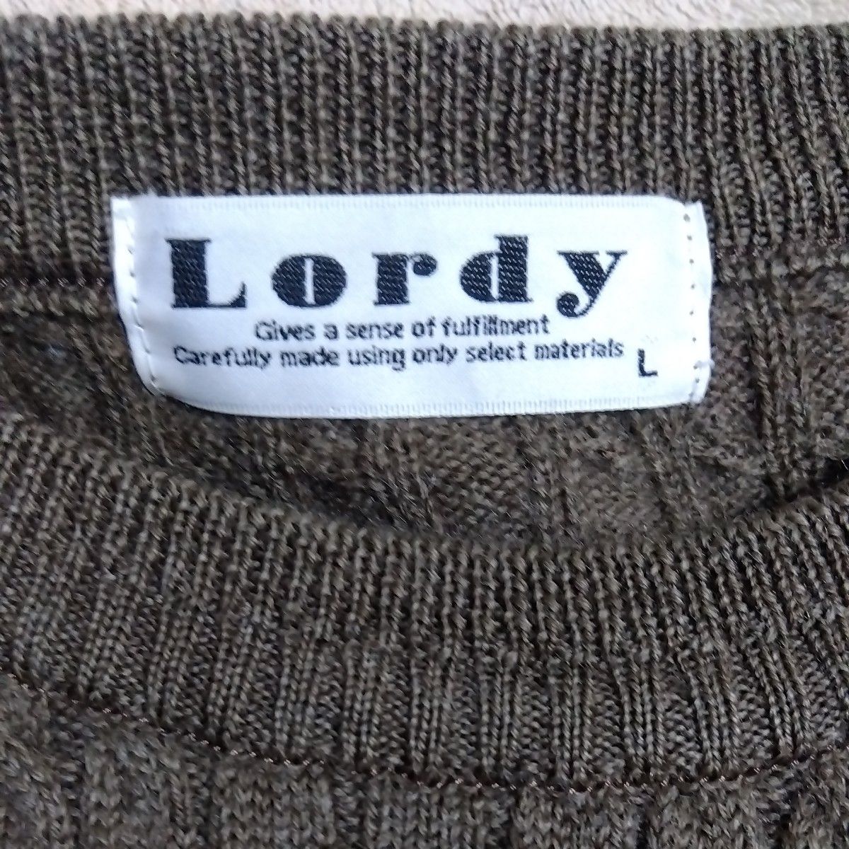 lordy セーター　ウール100% 　Lサイズ　古着　ピュアニューウール　ブラウン　メンズ
