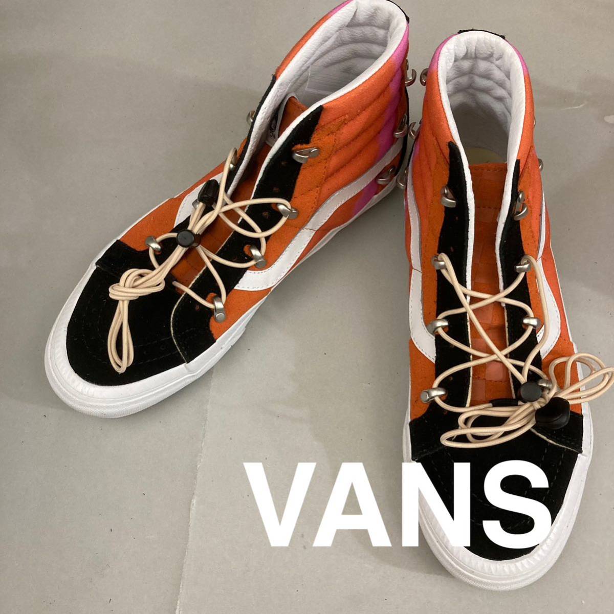 【新品未使用】バンズ VANS sk8-Hi オブザウォール Echo DX スニーカー 替え紐 シューズ ハイカット オレンジ ピンク  ブラック26.5cm @◆