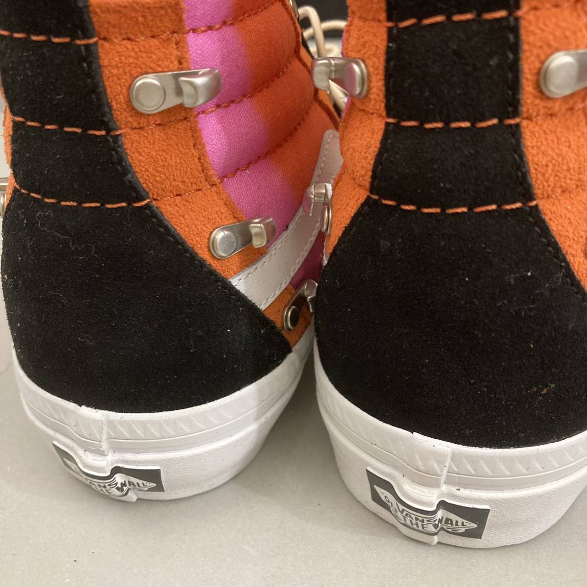 【新品未使用】バンズ VANS sk8-Hi オブザウォール Echo DX スニーカー 替え紐 シューズ ハイカット オレンジ ピンク ブラック26.5cm @◆