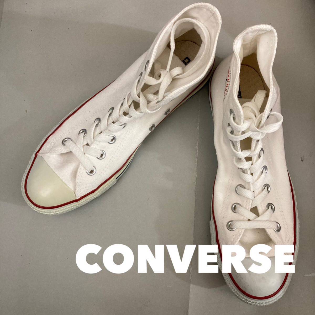 【新品未使用】コンバース CONVERSE スニーカー オールスター シューズ 靴 ハイカット HIGH 紐 キャンバス地 ホワイト 27.0cm @◆_画像1