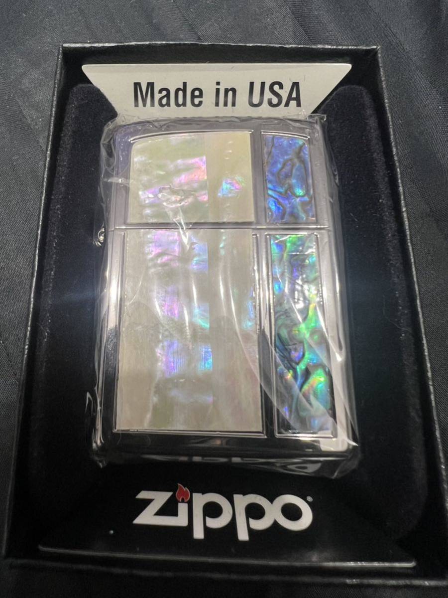 新品未使用　貝貼り　zippo ライター　貝張り　シェル　ブラック_画像1